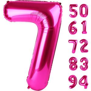 Hot Pink 7 Balloon, Number Balloons 40 Inch, 7th Birthday Decorations for Girls Kids, Party Decoration for Women, Number 7 Balloon