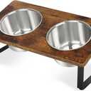 Elevated Dog Bowls for Small Medium Wood Dogs Raised Bowl Stand with 2 Stainless Steel Deep Dog Food and Water Bowls, Anti Vomit, Non-Slip Feeding Dishes(Tilted3 inches in Height, 40oz