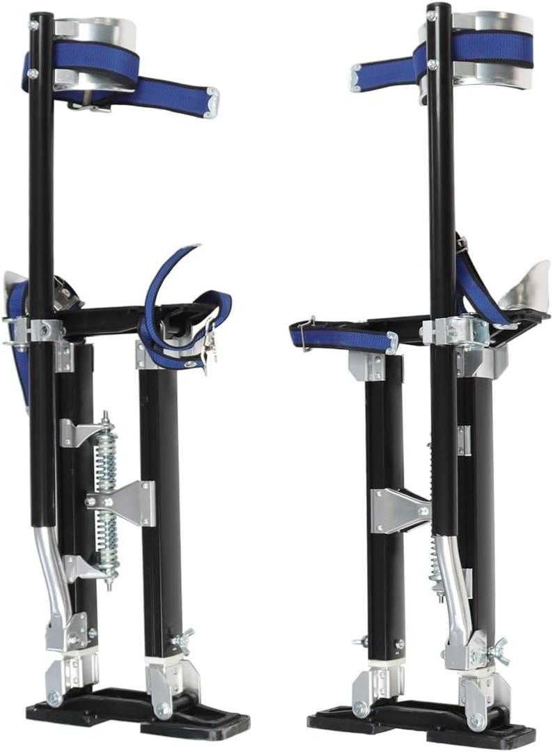 18-30 Inch Aluminum Alloy Drywall Stilts with Black for Working at High Places (Black,18-30 Inch)