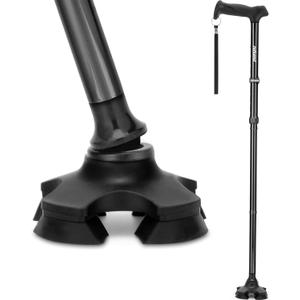 REHAND Walking Cane for Men & Women - Foldable, Adjustable, Lightweight, Self Standing Pivot Walking Cane, Soft Handle Grip, with Travel Bag, Walking Sticks for Seniors & Adults (Black)