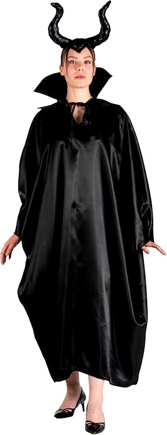 Ciao-Kit Witch Maleficent Cape and Hat, One Size Women's Accessories, Black, Size LARGE