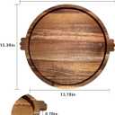 13" Round Acacia Wood Tray with 2 Built-in Handles | Versatile Serving Board for Coffee Table, Parties & Daily Dining | Large Charcuterie & Cheese Platter, Decorative Gift Tray