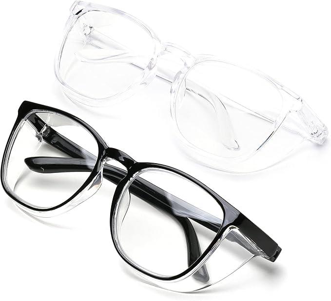 Anti-Fog Safety Goggles Anti-Blue Light Saftey Glasses Anti-Dust Protective Eyewear for Women and Men 2 Pack