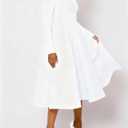 Women's Vintage Swing Dresses Long Sleeve A Line Casual Party Cocktail Church Formal Maxi Dress with Pockets (White, XL)