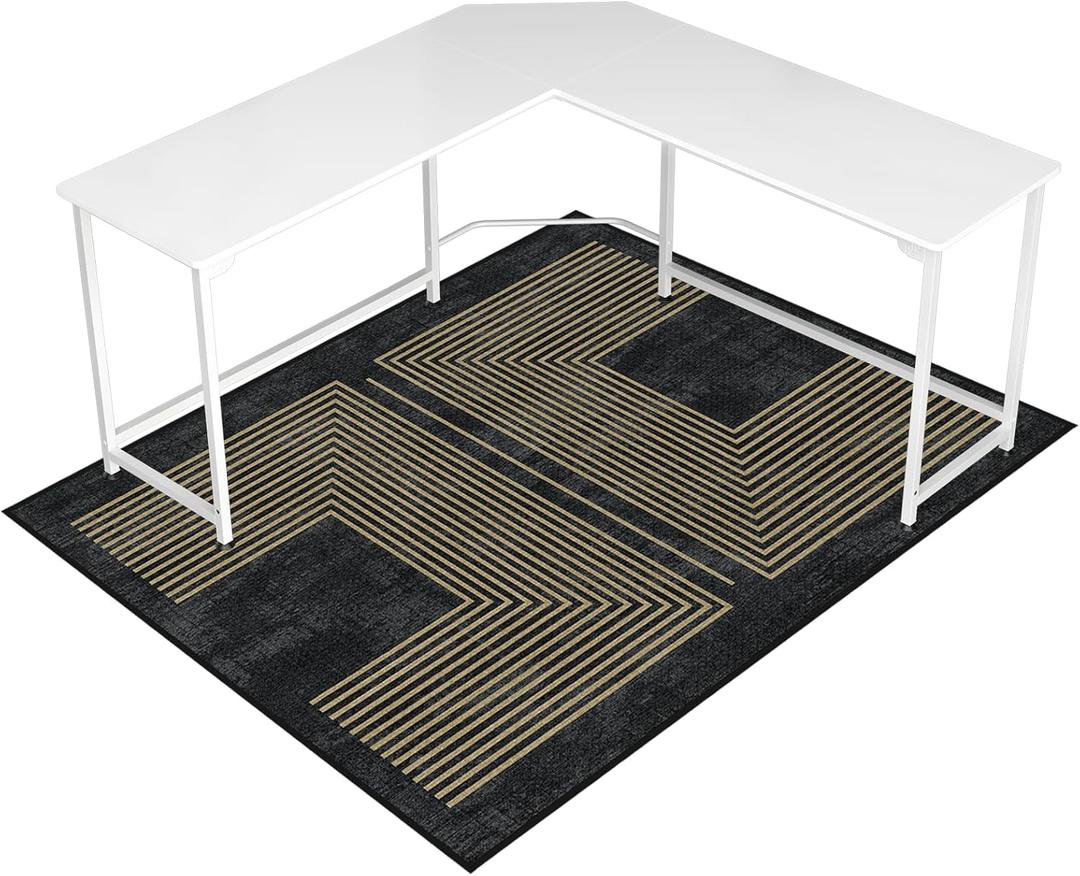 Office Chair Mat for Hardwood Floor&Tile Floor, 48"X 60" Heavy Duty Desk Chair Mat for Hard Floors, Under Desk Rug for Rolling Computer Chair, Anti Slip, Low Pile Carpet Floor-Geo Black