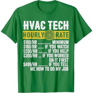 Funny Classic Car Hourly Set for HVAC Technicians T-Shirt, Green, Large