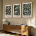 Large Framed William Morris Green Wall Art, 3 Piece Vintage Floral Canvas Prints, Retro Botanical Wall Decor for Living Room Bedroom Hallway Office, 24x36 Inch, 24"w X 36" H X 3pcs