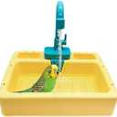 kathson Parrot Bathtub,Automatic Bird Shower Box,Multifunctional Parakeet Bathtub with Faucet,Bird Bathing Tub Pool Toy for Small Medium Birds Cockatiel Lovebird Budgie,Yellow