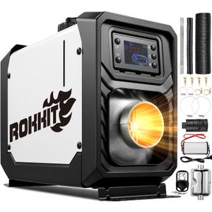 ROKKIT 8KW Diesel Heater, 110V/12V All-in-One Diesel Air Heater, Portable Diesel Heater with LCD Monitor & Remote Control, Fast Heating Low Noise Diesel Parking Heater for Tent, Car, RV, Camper