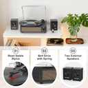 Record Player with Passive Bookshelf Speakers Belt-Drive Vintage Turntable for Vinyl Records External Dual Stereo Speakers LP Players 3 Speed Wireless AUX Headphone Input Auto Stop Retro Black Wooden