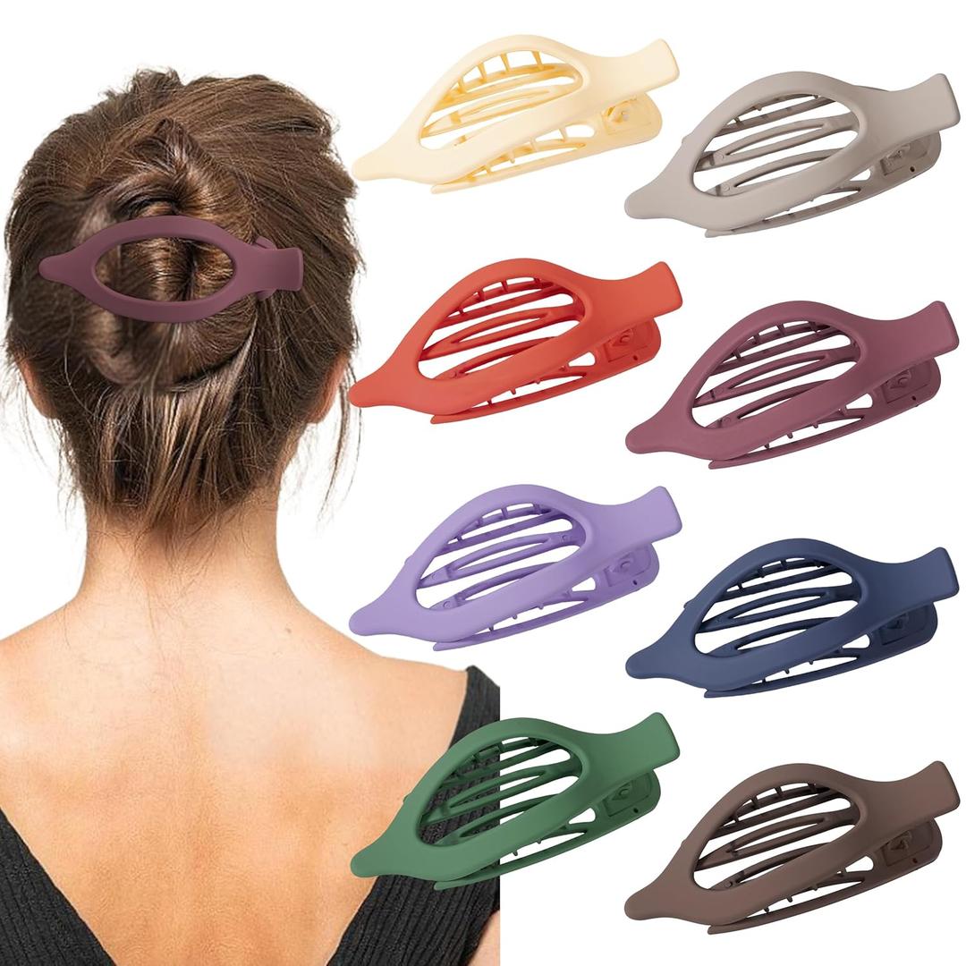 Sunolga 8PCS Flat Hair Clips for Women Matte Hair Claw Clips for Thick & Thin Hair No-Slip Hair Clips Strong Hold French Duckbill Styling Accessories