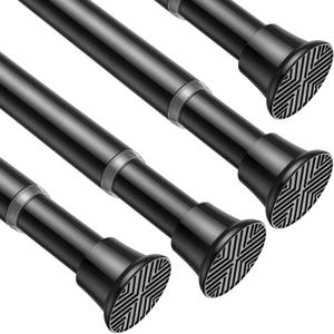 AIZESI Tension Curtain Rod 18-36 inch4Pcs Adjustable Black Curtain Tension Rod No Drilling Small Tension Rod Spring Tension Curtain Rod Expandable Curtain Rod