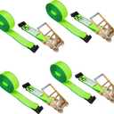 4 Inch x 40 Foot Flat Hook Ratchet Straps, 4 Pack, Heavy Duty Tie Down Straps for Flatbed Trailer, Truck, Pickup Cargo Control, 20,000 Lbs Breaking Strength