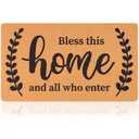 Bless This Home and All Who Enter Christian Door Mat for Front Door Outdoor Outside Entrance Porch, Religious Welcome Mats Doormats Outside, 17x30 Inches