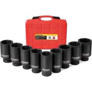 DAYUAN 9 Pcs Axle Nut Hub Impact 1/2" Drive Socket 29 30 31 32 33 34 35 36 38mm Socket Set