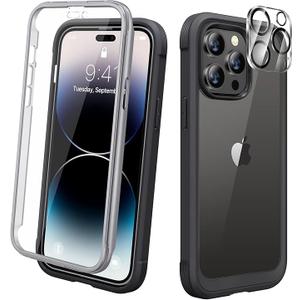 Diaclara Designed for iPhone 14 Pro Max Case 6.7, [2023 Upgraded] Full Body Rugged Phone Case w/Built-in Sensitive Anti-Scratch Screen Protector+9H Tempered Glass Camera Lens Protector(Royal Purple)