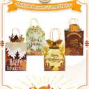 qiqee Fall Thanksgiving Paper Gift Bags with Handles Bulk Small Pumpkin Treat Bags Autumn Kraft Paper for Holiday Wedding Birthday Party Supplies (24PCS 6.1"9.8"3.1")