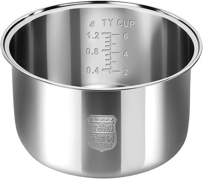 Ingpro Original Stainless Steel Rice Cooker Inner Pot for Most of Tiger/Zojirushi 5.5 Cup Rice Cooker Replacement Pot, Original Manufacture Part (6 Cup/3L)