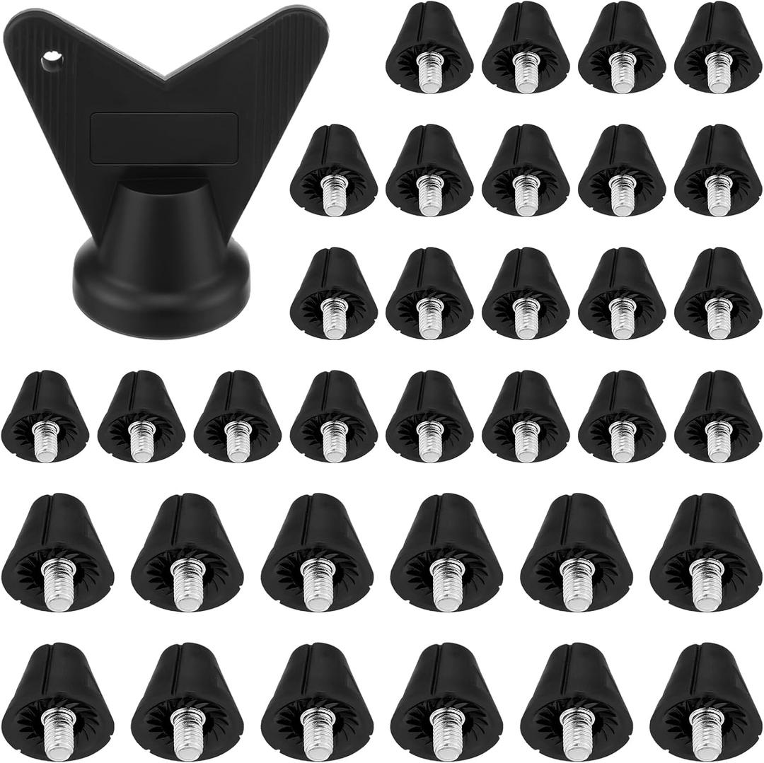 37 Pcs Soccer Cleats Replacement Studs Plastic Football Cleat Spikes with Wrench Rugby Soccer Shoe Studs Lightweight Traction for Training, M5 Thread Boots, 13mm and 16mm