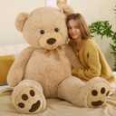 Tezituor Giant Teddy Bear 5 Feet Tall - Light Brown Life Size Teddy Bear Stuffed Animals 59" - Fluffy Huge Teddy Bear with Footprints - Cuddly Love Gift for Girlfriend, Brown