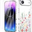 WKC Case Compatible with iPhone Air 6.5 Inch, Elegant Floral Patterns Slim Phone Cover for Women GirlScreen ProtectorFull Camera ProtectionAnti-YellowingShockproof & Anti-ScratchClear