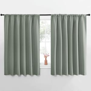 NICETOWN Window Curtains Blackout Drapes - Thermal Insulated Solid Rod Pocket Blackout Curtains/Draperies for Living Room (Sage Green, One Pair, 62 by 63-Inch)