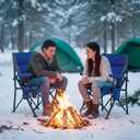 2 Pack Heated Camping Chair for Adults Outdoor Folding Heated Chair with Side Pocket and Cup Holder for Sports Lawn Hunting Picnics Patio Beach, Power Bank Not Included