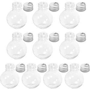 Ciieeo Light Bulb Shape Ball Bottle 3.07 Inch Clear Spherical Decorative Bottle for Christmas Ornament Candy Jar and Holiday Packaging