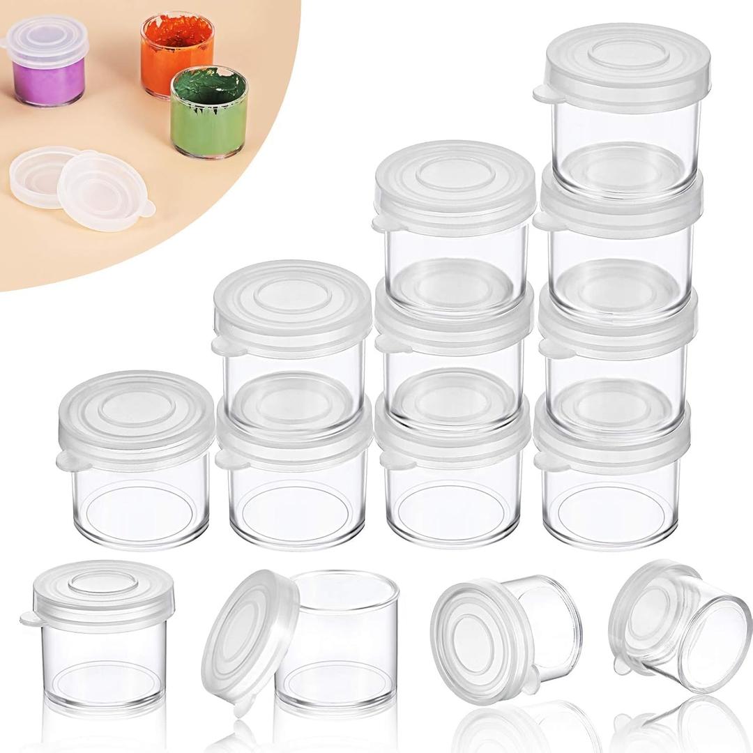 Outus Small Paint Cup with Lids, Plastic Mini Paint Containers DIY Craft Storage Containers for Painting,Beads Seeds Clay or Others(50 Pcs,1.22 x 1.22 x 1.02 Inches)