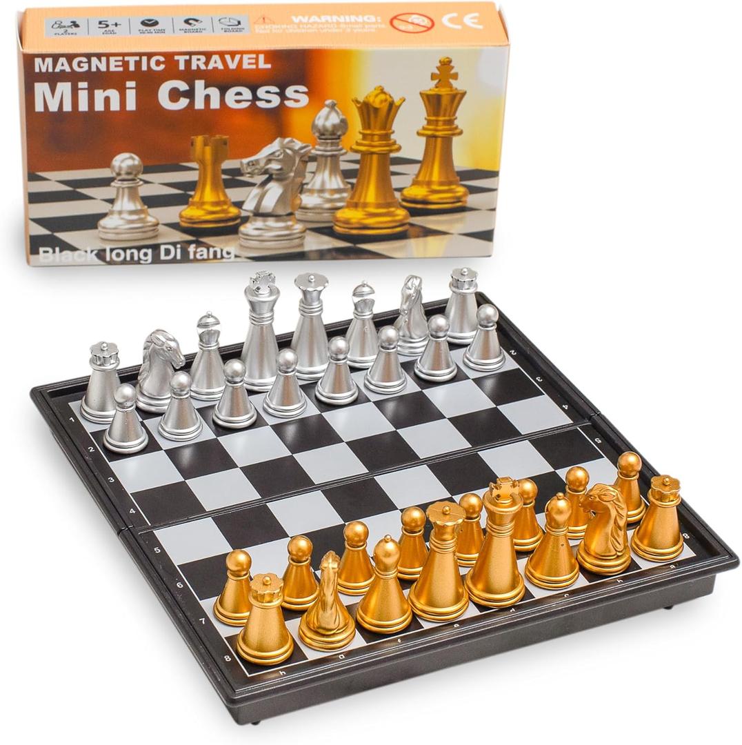 Travel Magnetic Chess Mini Set (5 inches)-Compact, Foldable, Educational Board Game