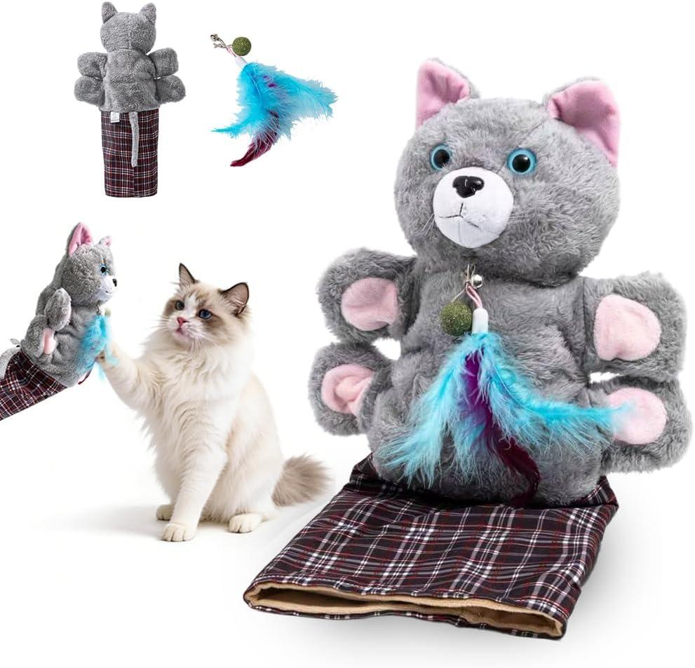 Cat Wrestling Glove  Interactive Cat Puppet Toy with Protective Sleeve for Arm Scratch Protection, Cat Toys Interactive for Indoor Cats