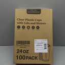 Charmount 24 oz Clear Plastic Cups with Lids and Straws, 100 Sets Disposable To Go Cups for Cold Drinks, Iced Coffee, Coffee Bar Accessories, Smoothies