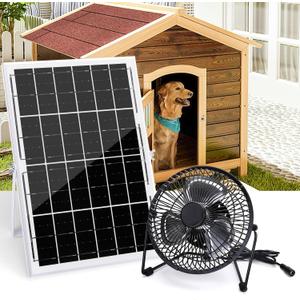 15W 6 Inch Solar Fan Kit for Outdoor Chicken Coop, Solar Panel Powered Fan for Outside Greenhouse Air Circulation Cooling, 19.5 Ft Long Cord