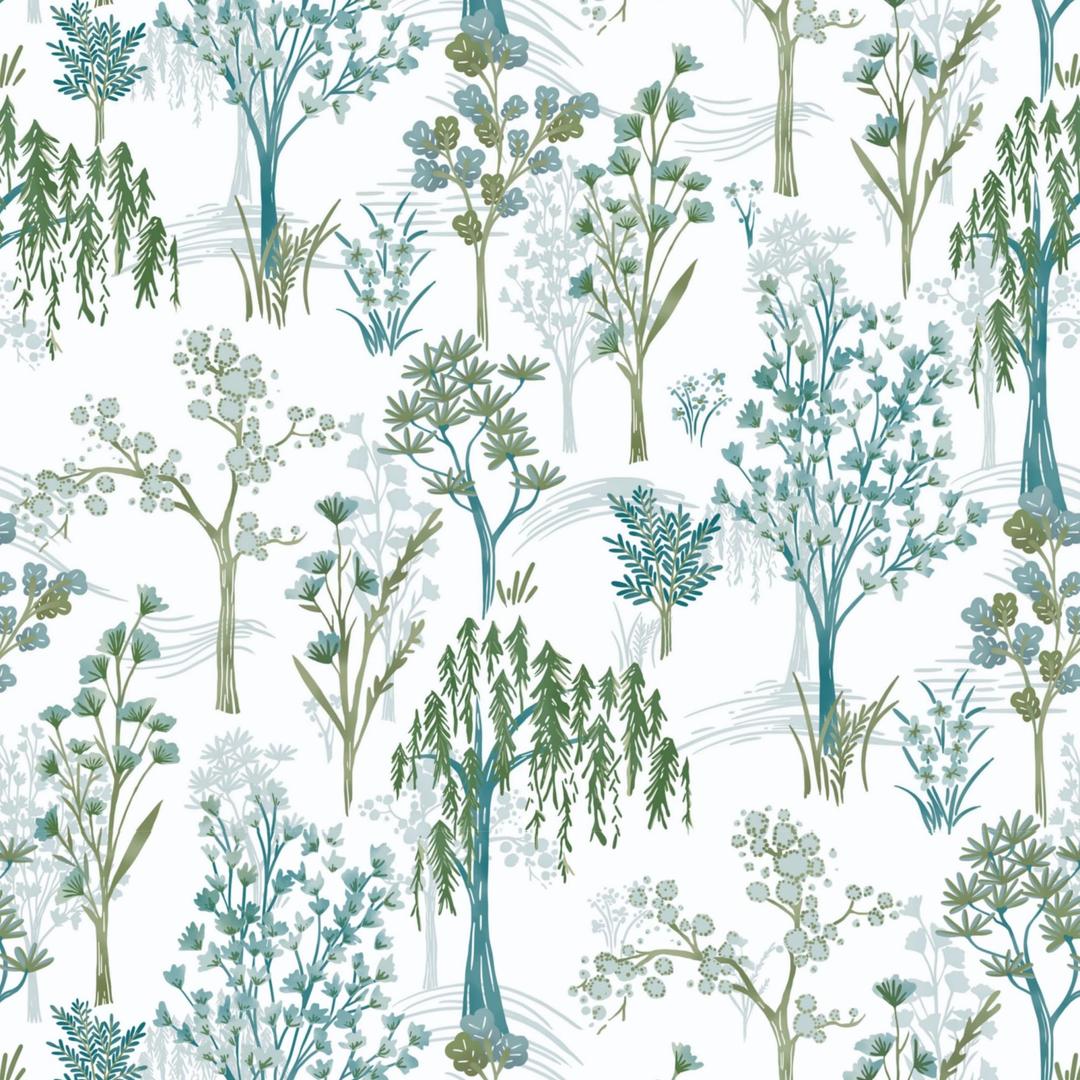 LEECICILE Peel and Stick Wallpaper White and Green Contact Paper Vintage Floral Wallpaper Boho Self Adhesive DIY Removable Waterproof Wall Paper for Bedroom Livingroom Cabinets Vinyl 17.3" x 78.7"
