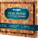 Yes4All Medium End Grain Teak Cutting Board for Kitchen, 17''L x 13''W x 1.5 Thick, Durable Wood with Juice Grooves, Pre-Oiled, Easy Grip Handles, Essential Kitchen Utensils Set