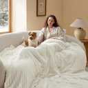 Bedsure Fluffy Comforter Set Queen Size, Cream White, 3 Piece