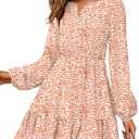 HOSIKA Girls Fall Floral Dress Long Sleeve V Neck Elastic Waist Pleated Holiday Party Midi Dresses for 6-12 Years