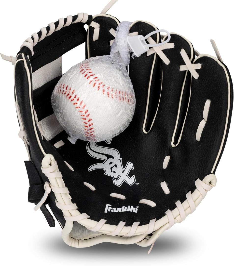 Franklin Sports MLB Youth Teeball Glove and Ball Set - Kids Baseball and Teeball - Perfect First Kids Glove - 9.5"