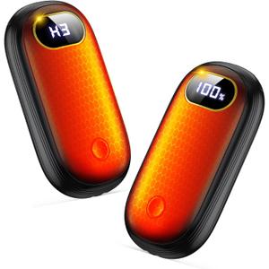 Electric Hand Warmers Rechargeable with Flashlight, LED Display, 17Hrs Warmth, Dual-Side 4 Levels Fast Heating Portable Pocket Heater for Hunting, Camping, Golf, Outdoor, Gifts for Women/Men