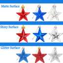 JULMELON 36Pcs Patriotic Star Ornaments Memorial Day Independence Day Labor Day Veterans Day Decorations for Home Party Christmas Tree Decor, Blue Red and Silver