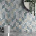 MOFIT Peel and Stick Backsplash for Kitchen,3D Wall Panel Peel and Stick Tile Self Adhesive Backsplash for Bathroom Tile Stickers Diamond (10Sheets, Blue Green Gray)