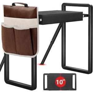 Foldable Garden Kneeler Seat Heavy Duty with Support Bracket [Upgraded Widened Thick 10'' Kneeling Pad] Garden Stool with Large Garden Tool Bags with Pockets -Gardening Gifts for Parents (Black)