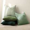 MIULEE Boho Farmhouse Sage Green Throw Pillow Covers 18x18 Inch Set of 4 Mordern Nordic Cushion Covers Soft Corduroy Spring Home Decor for Couch Bed Sofa Living Room Forest Green