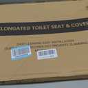 Toilet Seat Elongated, Toilet Seats with Cover Quiet Close, Never Loosen Bumpers, Easy Removing and Cleaning, White, 18.5"L x 14"W