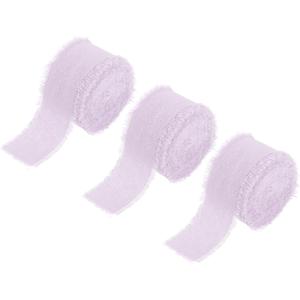 PATIKIL 1 Inch Cotton Ribbon, 3 Roll Total 21 Yard Cotton Frayed Fringe Ribbon for Gift Wrapping Flower Bouquet Wedding Invitations DIY Crafts Decor, Purple