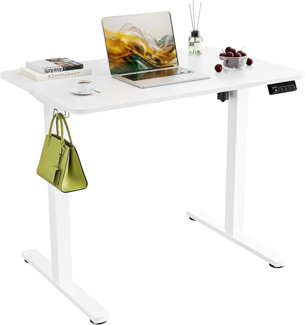 35" Electric Standing Desk, Adjustable Height, Sit Stand Up Desk for Home Office & Computer Workstations, Memory Controller, White