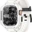 amBand Bands Case Screen Protector Compatible with Apple Watch Ultra 3/2/1 49mm, M1 Sport Series Rugged Cover Strap and 9H Tempered Glass Film, Protective Bumper for iWatch 49 mm Men White