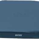 INTEX 28031E Pool Cover: For 12ft Round Metal Frame Pools  Includes Rope Tie  Drain Holes  10in Overhang  Snug Fit