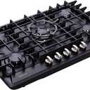 30 Inch Gas Cooktop, Built-in 5 Burners Stainless Steel Stove Top Propane/Natural Gas Convertible Dual Fuel Cooktop (Black)