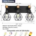 3-Light Farmhouse Bathroom Vanity Light Fixtures, Wood Bathroom Light Fixtures Over Mirror, Rustic Sconces Wall Lighting with Elegant Metal Lampshade for Living Room, Bedroom, Hallway (Black)
